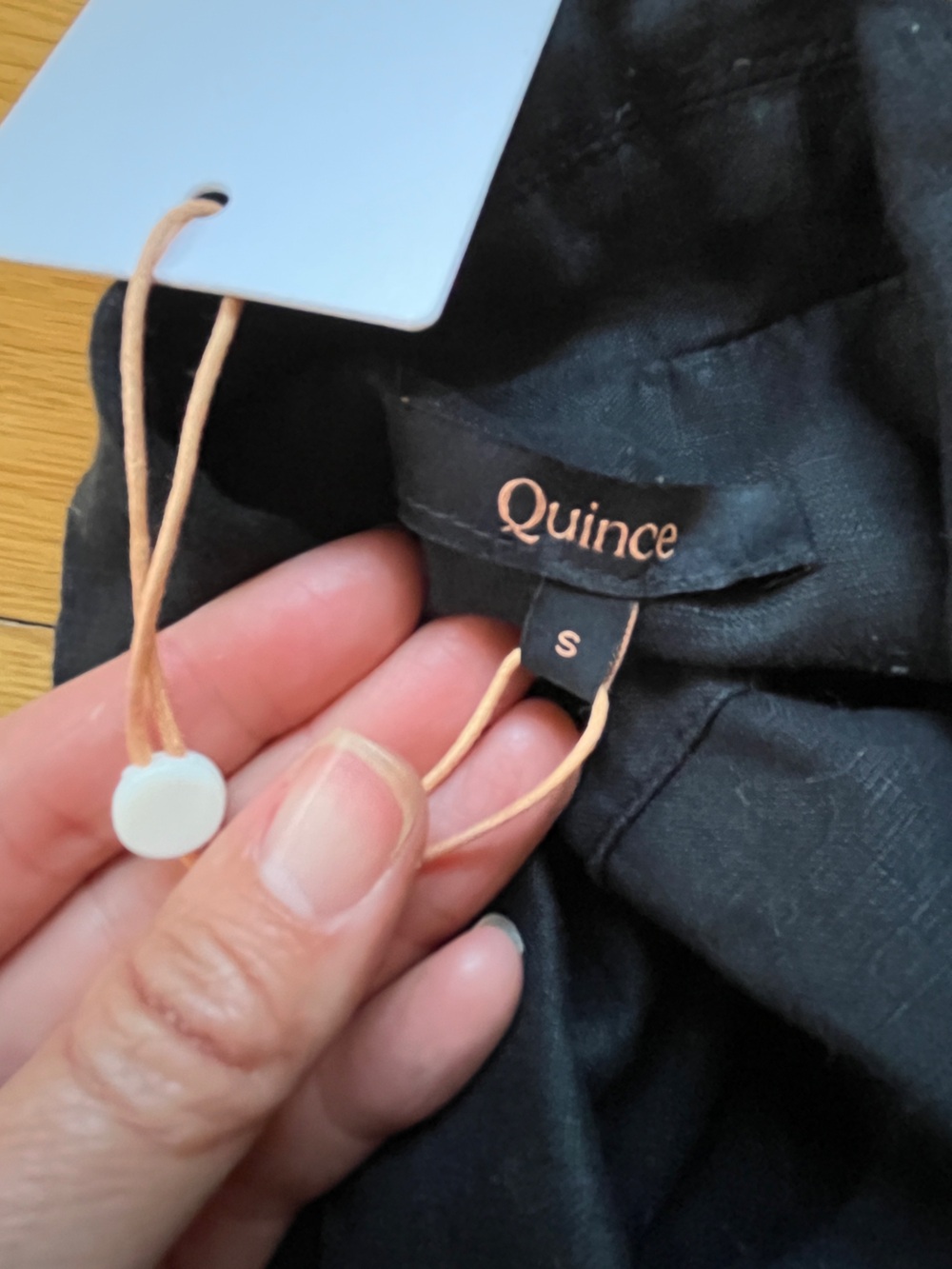 QUINCE 100% European linen black button front camp midi dress S - Picture 6 of 9